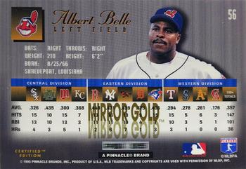 1995 Select Certified - Mirror Gold #56 Albert Belle Back