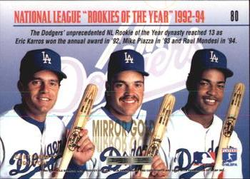 1995 Select Certified - Mirror Gold #80 Dynamic (Eric Karros / Raul Mondesi / Mike Piazza) Back