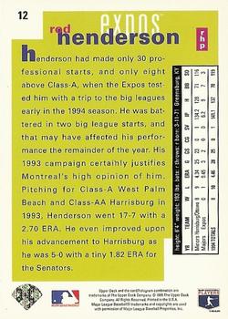 1995 Collector's Choice - Silver Signature #12 Rod Henderson Back