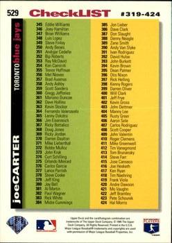 1995 Collector's Choice - Silver Signature #529 Joe Carter Back