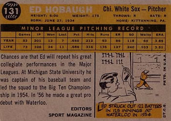 1960 Topps #131 Ed Hobaugh Back