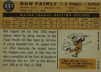 1960 Topps #321 Ron Fairly Back