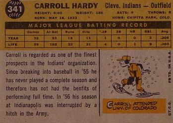 1960 Topps #341 Carroll Hardy Back