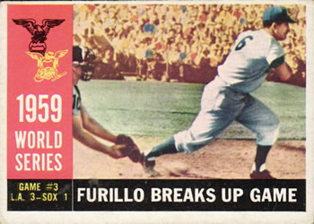 1960 Topps #387 1959 World Series Game #3 - Furillo Breaks up Game Front