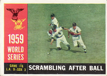 1960 Topps #390 World Series Game #6 - Scrambling After Ball Front