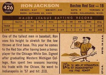 1960 Topps #426 Ron Jackson Back