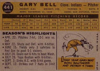 1960 Topps #441 Gary Bell Back