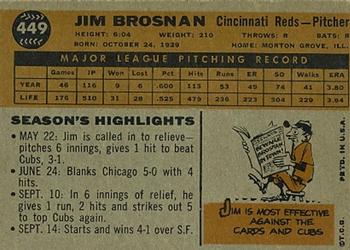 1960 Topps #449 Jim Brosnan Back