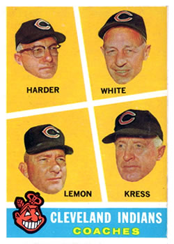 1960 Topps #460 Cleveland Indians Coaches (Mel Harder / Jo Jo White / Bob Lemon / Red Kress) Front