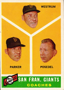 1960 Topps #469 San Fran. Giants Coaches (Wes Westrum / Salty Parker / Bill Posedel) Front