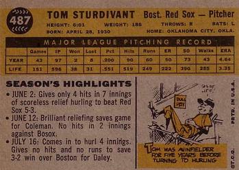 1960 Topps #487 Tom Sturdivant Back