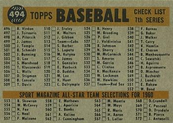 1960 Topps #494 Baltimore Orioles Back