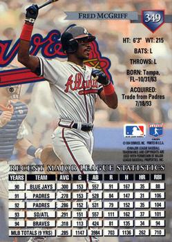 1995 Donruss #349 Fred McGriff Back