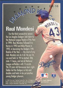 1995 Donruss - Diamond Kings #DK-16 Raul Mondesi Back
