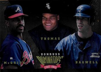 1995 Donruss - Dominators #3 Fred McGriff / Frank Thomas / Jeff Bagwell Front