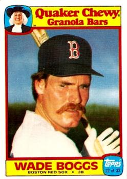 1986 Topps Quaker Granola #22 Wade Boggs Front
