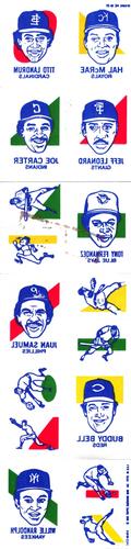 1986 Topps Tattoos #15 Tito Landrum / Hal McRae / Joe Carter / Jeff Leonard / Tony Fernandez  / Juan Samuel / Buddy Bell / Willie Randolph Front