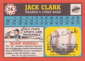1989 Topps UK Minis #14 Jack Clark Back