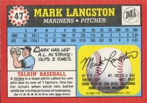1989 Topps UK Minis #47 Mark Langston Back