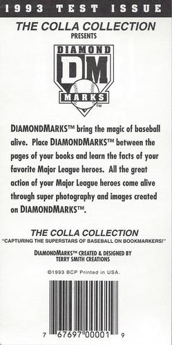 1993 Diamond Marks Bookmarkers #NNO 1993 Test Issue Back