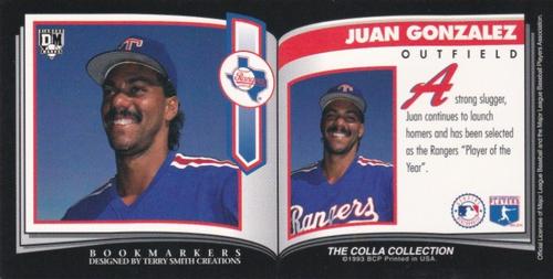 1993 Diamond Marks Bookmarkers #NNO Juan Gonzalez Back
