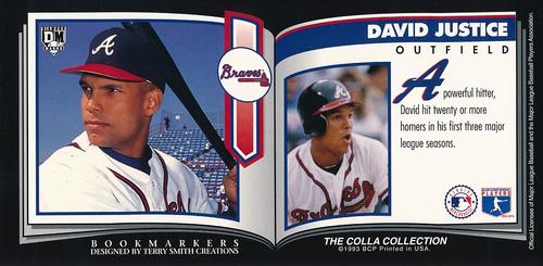 1993 Diamond Marks Bookmarkers #NNO David Justice Back