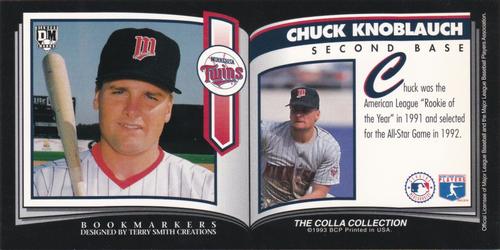 1993 Diamond Marks Bookmarkers #NNO Chuck Knoblauch Back