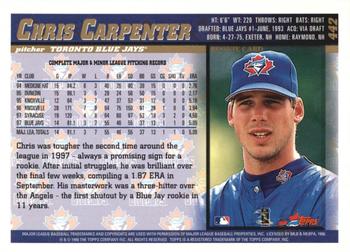 1998 Topps - Inaugural Devil Rays #442 Chris Carpenter Back