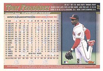 1998 Topps - Inaugural Devil Rays #58 Tony Fernandez Back