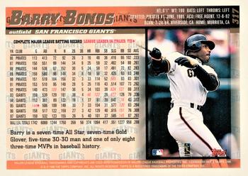 1998 Topps - Inaugural Diamondbacks #317 Barry Bonds Back