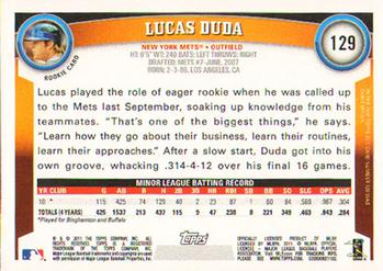 2011 Topps #129 Lucas Duda Back