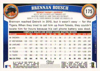 2011 Topps #175 Brennan Boesch Back
