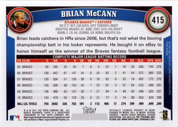 2011 Topps #415 Brian McCann Back