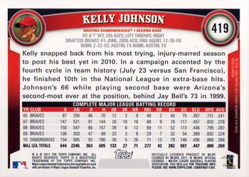 2011 Topps #419 Kelly Johnson Back
