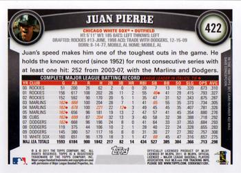 2011 Topps #422 Juan Pierre Back