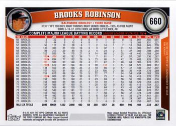 2011 Topps #660 Brooks Robinson Back