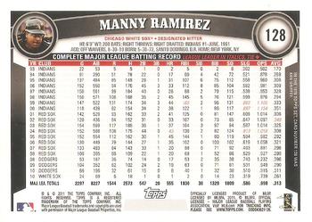 2011 Topps #128 Manny Ramirez Back