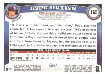 2011 Topps #165 Jeremy Hellickson Back