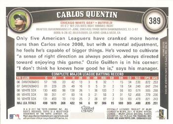 2011 Topps #389 Carlos Quentin Back