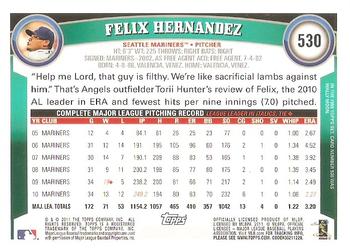 2011 Topps #530 Felix Hernandez Back