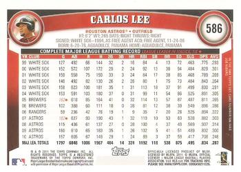2011 Topps #586 Carlos Lee Back