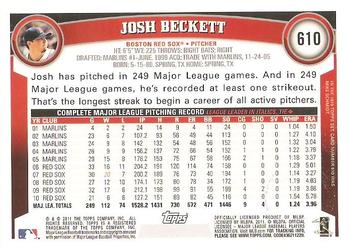 2011 Topps #610 Josh Beckett Back