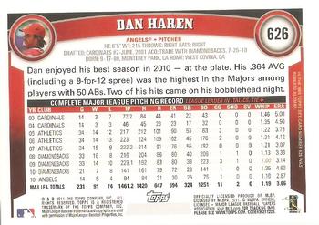 2011 Topps #626 Dan Haren Back