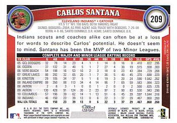 2011 Topps #209 Carlos Santana Back