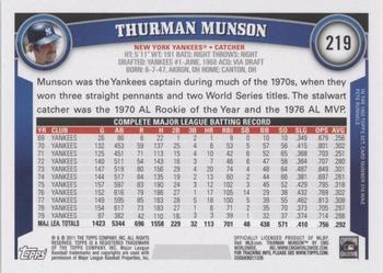 2011 Topps #219 Thurman Munson Back