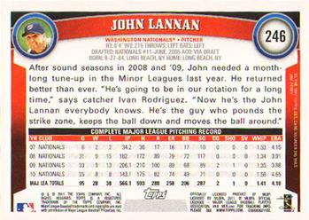 2011 Topps #246 John Lannan Back