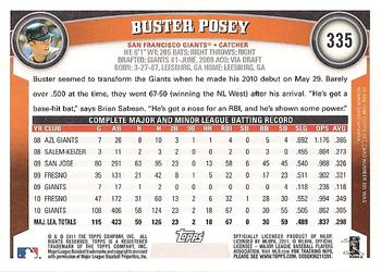 2011 Topps #335 Buster Posey Back