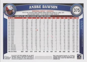 2011 Topps #375 Andre Dawson Back