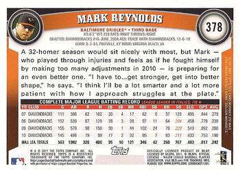 2011 Topps #378 Mark Reynolds Back
