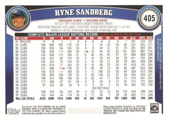 2011 Topps #405 Ryne Sandberg Back